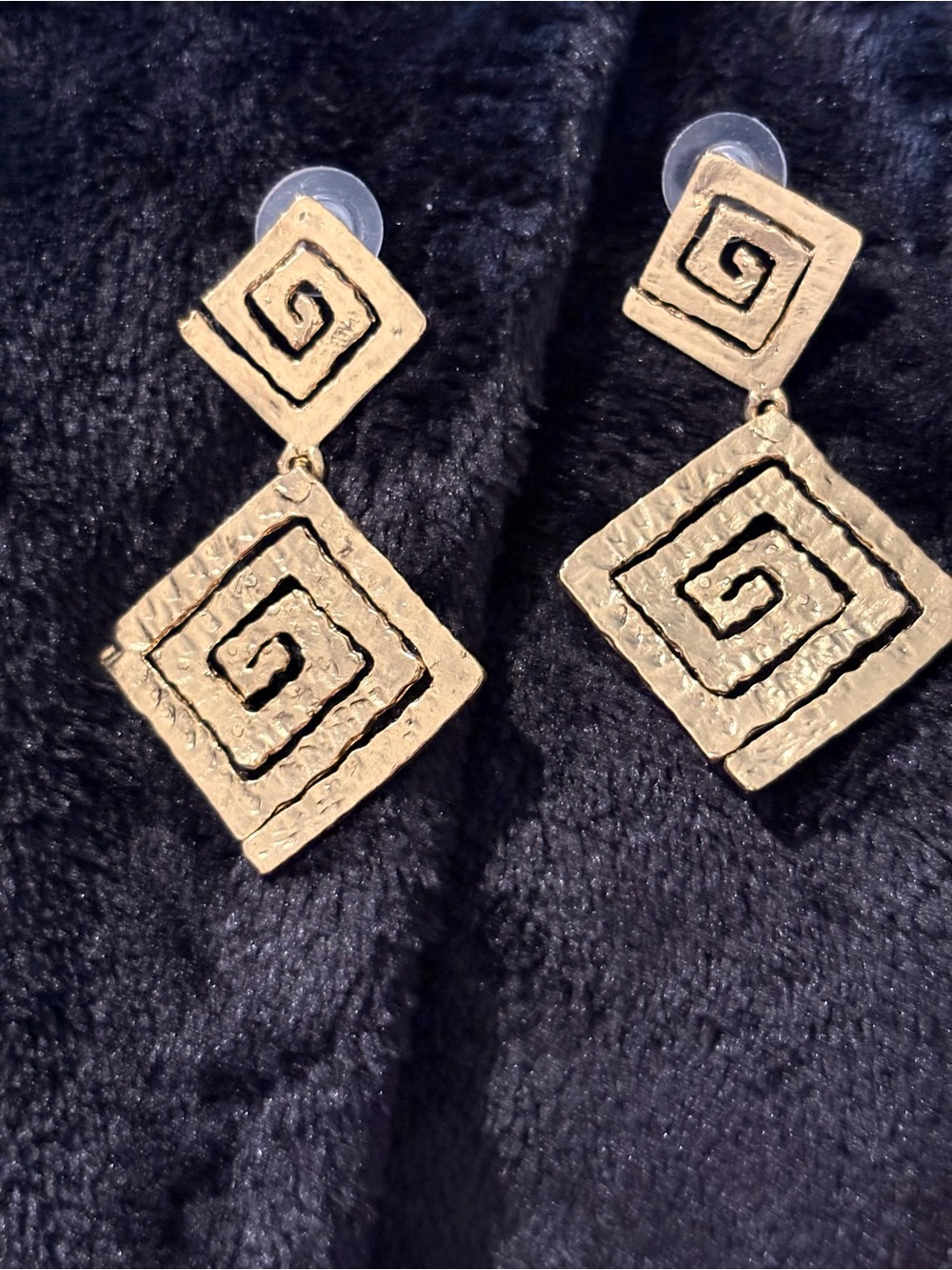 Karine Sultan Gold-tone Spiral Square Drop Earrings